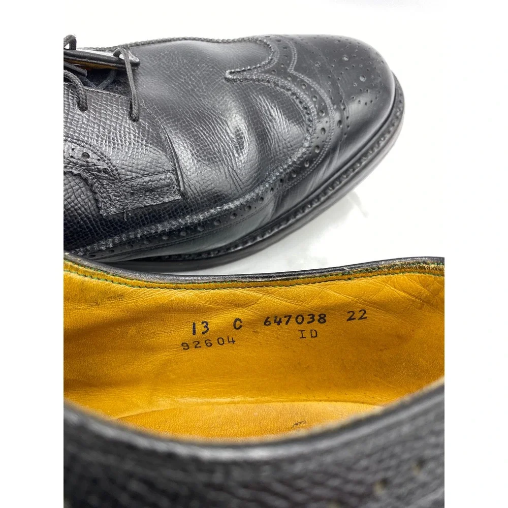 Florsheim Imperial Quality Wingtip Shoes Mens 13 C Black Leather Oxfords 92604